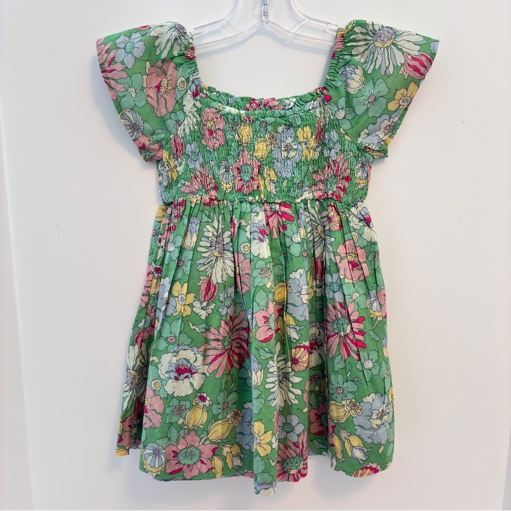 Baby Gap Toddle Girl's Smocked Floral Dress Stem Green Floral Size 3T New - Picture 4 of 7